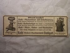 Werbung Inserat Anzeige Zentrifuge Separator Milcherhitzer Roth Stuttgart 1914