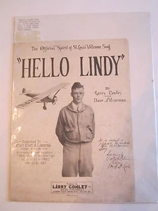 1927 "HELLO LINDY" MUSIC SHEET BY LARRY CONLEY - COMPLETE - VERY NICE - TUB RR - Picture 1 of 1