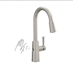 Moen 7402 Riley Stainless Single Handle Pull Down Touchless Kitchen Faucet AS IS - Picture 1 of 9
