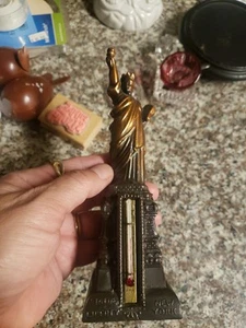 Vtg Statue of Liberty figurine Thermometer New York Souvenir Copper Farmhouse - Picture 1 of 8