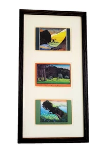 TOM KILLION JAPANESE STYLE WOODCUT PRINT CARD COLLECTIONS FRAMED - Picture 1 of 7