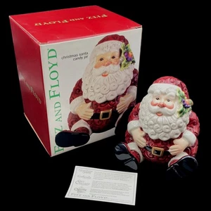 Fitz & Floyd Ceramic Santa Candy Jar Christmas Cookie Treat 6" Retired With Box - Picture 1 of 24
