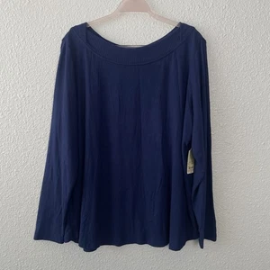 St. Johns Bay Übergröße klassischer Strickpullover ohne Etikett mit geripptem U-Boot-Ausschnitt 1X - Bild 1 von 11