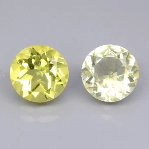 💎 3.47ct Pair 2pcs 8mm VS Round Natural Lemon Quartz - Brazil Gemstone - Picture 1 of 4