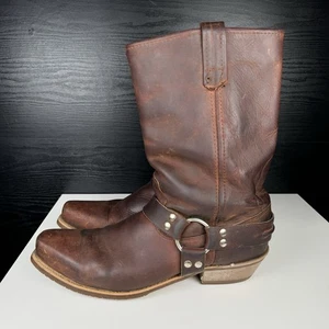 Stivali imbracatura pelle marrone composizione soletta fibra elastomerica vintage - 13 D - Foto 1 di 12