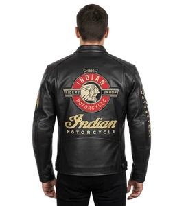 Nueva chaqueta de cuero Indian Motorbike Motorcycle Racing Indian Bike Riding Jacket - Imagen 1 de 3