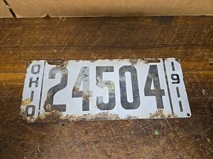 1911 Ohio Porcelain License Plate - 24504 - Nice Oldie! - Picture 1 of 6
