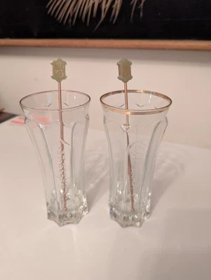 2 copas de cóctel de cerveza Pilsner altas francesas St Germain borde dorado Art Deco Foto 1 de 4