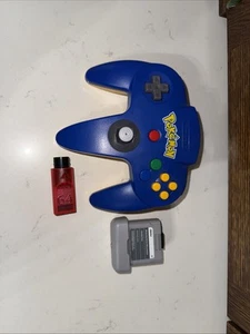 Nintendo 64 - Pokemon Blue & Yellow Controller OEM W/8bitdo Wireless Adapter - Picture 1 of 12
