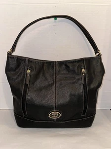 Vintage Tignanello Black Leather Shoulder Bag Hobo Slouchy - Picture 1 of 15