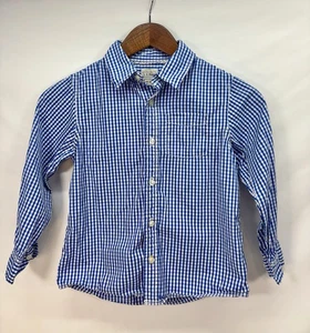 LL BEAN Boy's Blue/White Gingham L/S Button Down Cotton Shirt SZ 5-6 - Picture 1 of 5