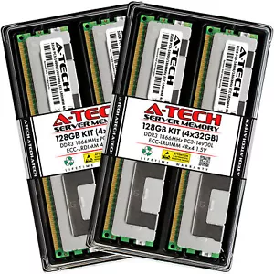 A-Tech 128GB 4x 32GB 4Rx4 PC3-14900 DDR3 1866 MHz ECC LRDIMM Server Memory RAM - Picture 1 of 5