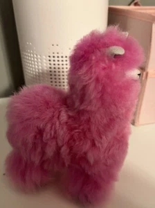 Llama From Alpaca Fur Pink 7” Very Soft - Picture 1 of 2