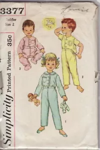 3377 SIMPLICITY c.1950 - PIGIAMA traversino e trasferimento agnello - UNISEX bambino taglia 2 - Foto 1 di 2