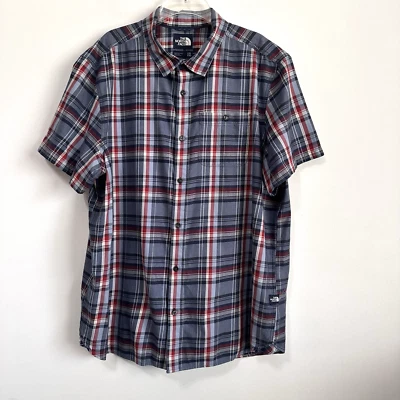 Camisa The North Face Hayden Pass XXL Manga Corta Azul Cuadros Bolsillo Botón Delantero Foto 1 de 4