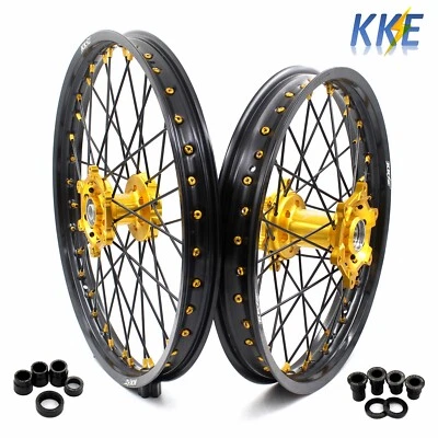 Llanta KKE 21-19" apta para Suzuki RM125 1998-2007 RM250 1996-2008 CNC negra dorada Foto 1 de 4
