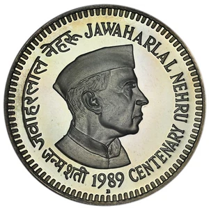 INDIA 100 Rupees 1989 Silver NGC PF63UC '100th Anniversary of Nehru’s Birth' - Picture 1 of 3