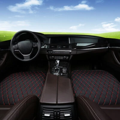 Funda Asiento Cojín Delantero Coche Cuero PU Negro + Línea Roja Accesorios Silla Automática, Foto 1 de 4