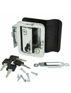 Chrome RV Paddle Entry Door Lock Latch | Handle Knob | Deadbolt Lock | Camper - Picture 1 of 2