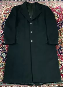 Vtg Chaps Ralph Lauren Black Wool & Cashmere Trench Coat Sz 48L - Picture 1 of 7