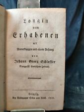 Schlosser,J.G., Longin vom Erhabenen Schwager Goethes 1781 Erstausgabe