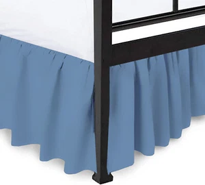 Ruffled Bed Skirt Split Corners Ultrasoft Cotton-Microfiber Upto 21" Diff Blue - Picture 1 of 6