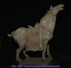 16.8 " Old China Tang Sancai Pottery Painting Animal Horse Success Statue