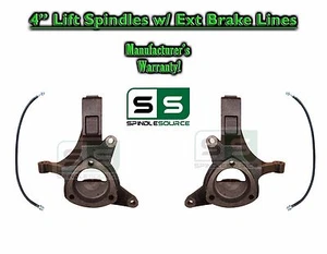 Husillos de elevación de 4" + LÍNEAS DE FRENO PARA 99 - 07 Chevy Silverado 1500 GMC Sierra 2x4 - Imagen 1 de 1