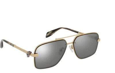 Alexander McQueen Sunglasses AM0081S 001 Gold Frame Grey Mirror lens 60-14-145 - Image 1 of 4