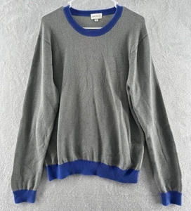 Club Monaco Sweater Mens Sz XL Long Sleeve Crew Neck Grey Blue Trim - Picture 1 of 6