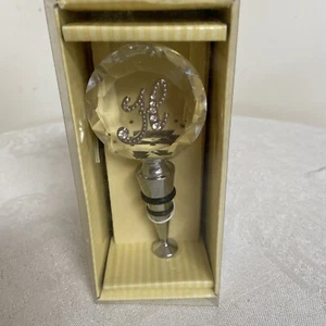 TAPÓN DE VINO MONOGRAMA DE DIAMANTES DE IMITACIÓN CIPRÉS HOGAR ¡NUEVO! INITIAL H - Imagen 1 de 2