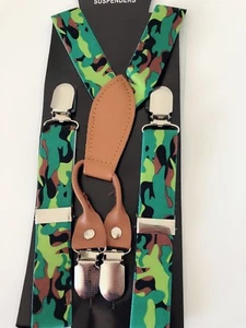 Kid Children Boy Costume Party Army Camo Green Camouflage pants Brace Suspender  - Picture 1 of 8