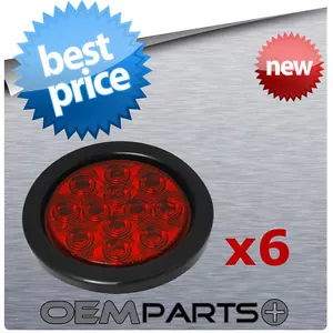 6Pc Brand New Custom Truck Trailer Brake Turn Sealed Red LED Tail Lights - Picture 1 of 1