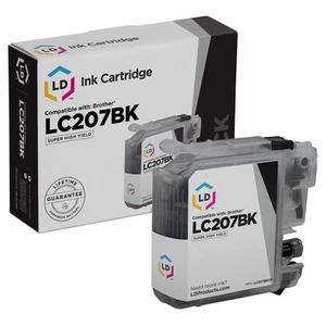 Cartucho de tinta negra LD LC207BK extra alto rendimiento para Brother MFC-J4320DW MFCJ4420 - Imagen 1 de 9