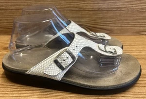 SAS Marina T-Strap White Leather Thong Comfort Ankle Strap Sandals Size 9.5 - Picture 1 of 11