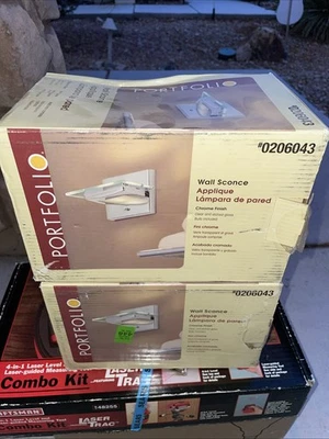 2 Portfolio Wall Sconces Chrome Finish 0206043 NEW - Image 1 of 4