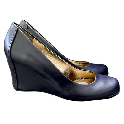 Женские кожаные синие туфли-слипоны на танкетке Kenneth Cole Reaction размер 10 М - Изображение 1 из 4