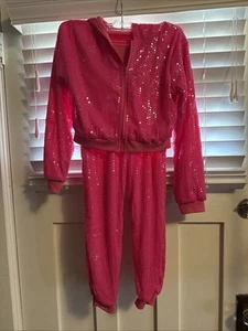 Lolanta Girls size medium bright pink sequin warm-ups JoJo Seymour type. Lined. - Picture 1 of 14
