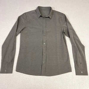 Vuori Shirt Mens Medium Gray Bridge Button Down Athleisure Performance Stretch - Picture 1 of 8