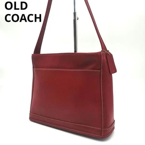Cartera de hombro vintage COACH de cuero rojo Bleeker bolso cubo de lona 9310 - Imagen 1 de 13