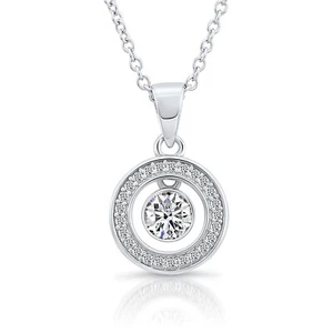 Plata de ley cúbica Zirconia pequeña colgante Halo colgante collar colgante para las mujeres - Imagen 1 de 9