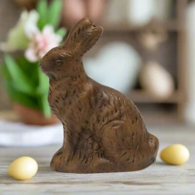 Primitive Spring Easter Resin Chocolate Bunny 3.5" - Image 1 of 4