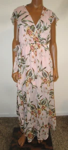 BAND OF GYPSIES Long Maxi,Summer Sundress,Light Pink Floral,Ruffle Sleeves,S - Picture 1 of 10