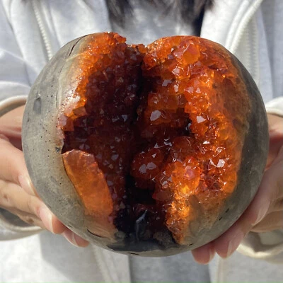 2.42LB Natural yellow crystal cave quartz Open Mouth Crystal Ball Reiki Healing - Image 1 of 4