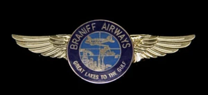 BRANIFF AIR GREAT LAKES TO THE GULF PILOT CREW WING PIN UP 707 737 747 DC8 L188  - Picture 1 of 1