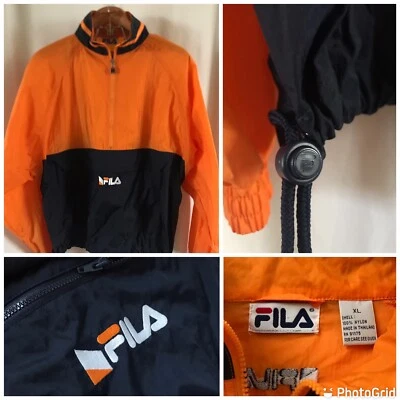 VINTAGE FILA Orange Navy Windbreaker Pullover Jacket Lightweight Youth XL EUC - Image 1 of 4