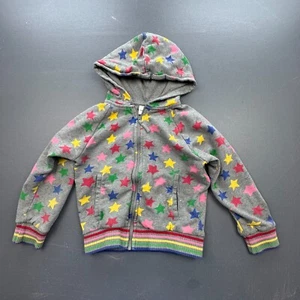 Hanna Andersson Girls Hoodie 110cm 4-6 Gray Rainbow Star Zip Sweatshirt Jacket - Picture 1 of 8