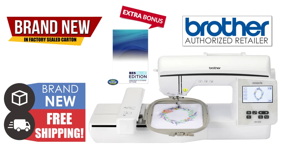 Brother NQ1700E Computerized Embroidery Machine + BES Blue Software | Brand NEW - Image 1 of 4