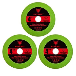 Glass Cutting Disc , 4-1/2 Inch Diamond Cut Off Wheel, 7/8" Arbor - 3 Pack - Picture 1 of 5