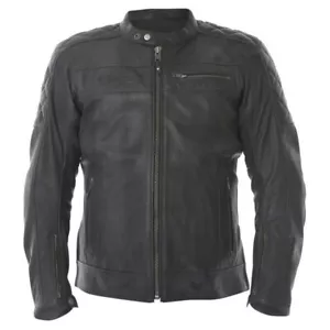 BKS Retro Leather Motorcycle Jacket Mens Armoured Black Vintage - Picture 1 of 4